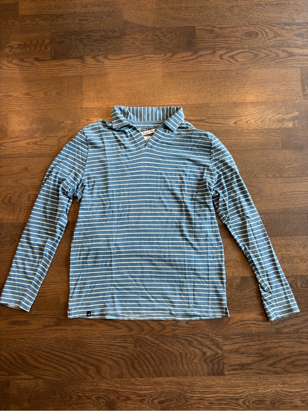 johnnie-O Blue and White Striped Long-Sleeve Tee